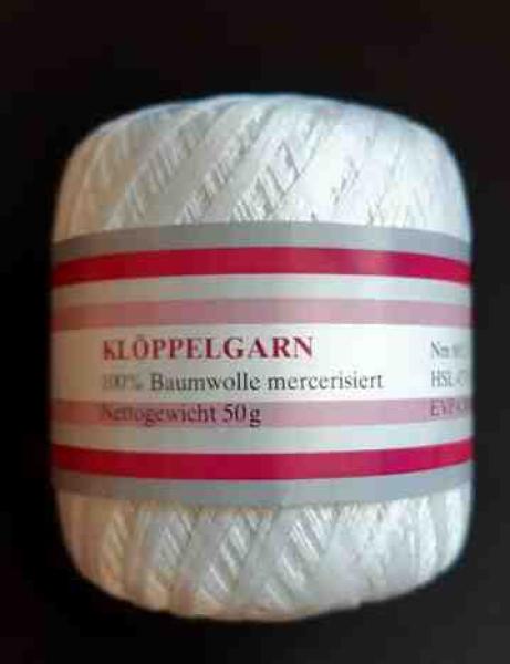 Klöppelgarn Baumwolle Nm 60/2x3  weiß 50 Gramm