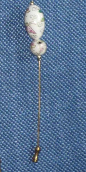 Hutnadel ca. 12 cm Porzellan/Keramikperlen