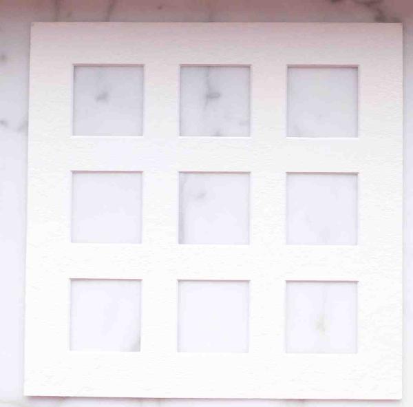 Passepartout 9 Auschnitte 20 x 20 cm weiß