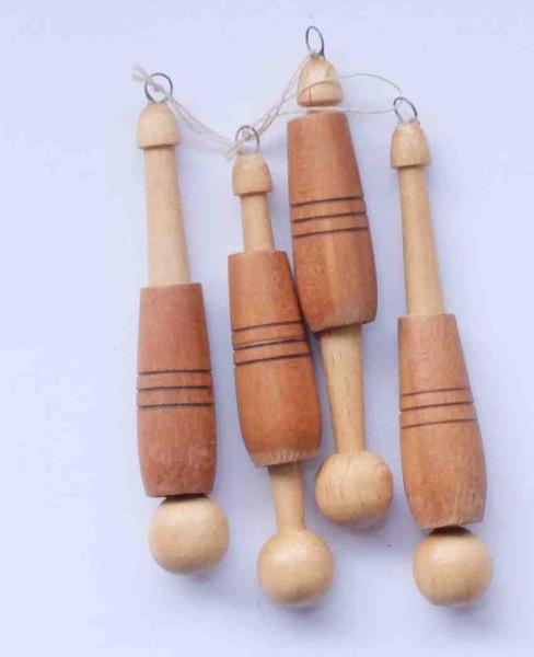 Set 4 Minihülsenklöppel ca 4,6 lang dunkle Hülsen