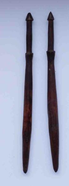 Paar Rollenklöppel aus Italien ca 15 cm dunkles Holz