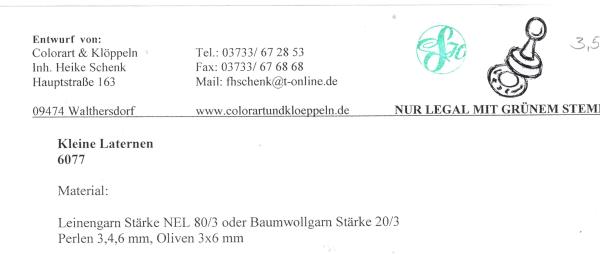 Kleine Laternen von Colorart & Klöppeln Heike Schenk