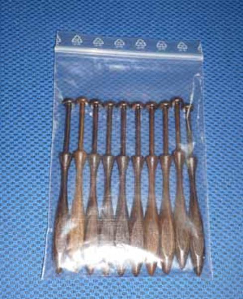 Bobbin square-cut 11 cm antik -Set of 10 bobbins