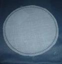 Linen with crochet border 11 cm blue